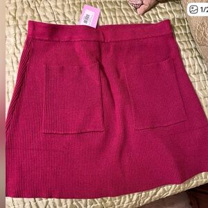nwt LISETTE Pink Ribbed Sweater Skirt with Pockets